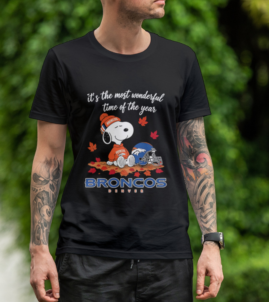 Snoopy Broncos Denver It's The Most Wonderful Time Of The Year Autumn Football T-Shirt