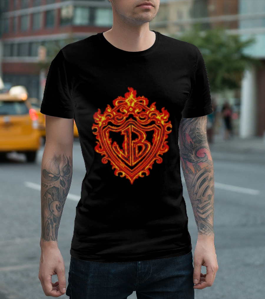 Jonas Brothers Burning Up All Over Again Tour JB Flaming Crest T-Shirt