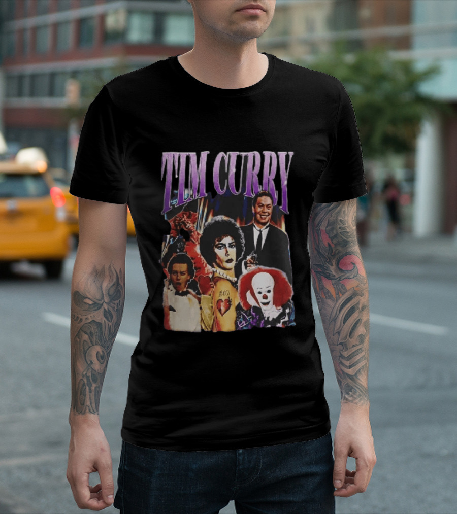 Tim Curry Dr Frank And Furter Pennywise Darkness Wadsworth Movie Roles Collage T-Shirt