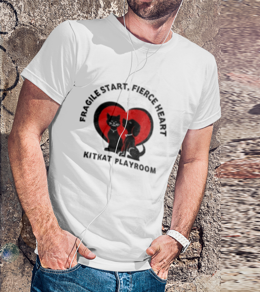 Fragile Heart Fierce Start Kitkat Playroom Black Cat And Dog T-Shirt