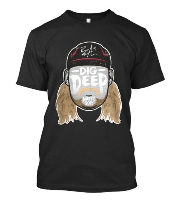 Waterboys Dig Deep Chris Long Mullet Mustache Cap Caricature T-Shirt