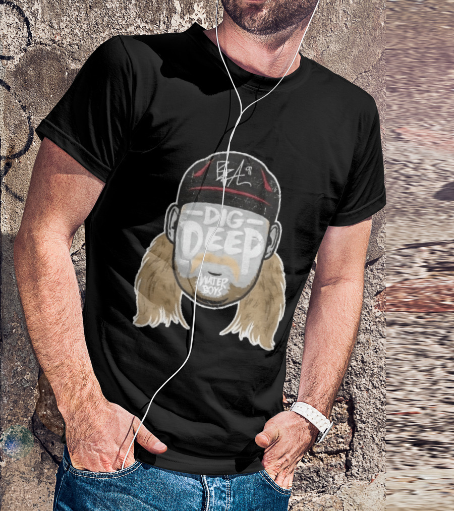 Waterboys Dig Deep Chris Long Mullet Mustache Cap Caricature T-Shirt