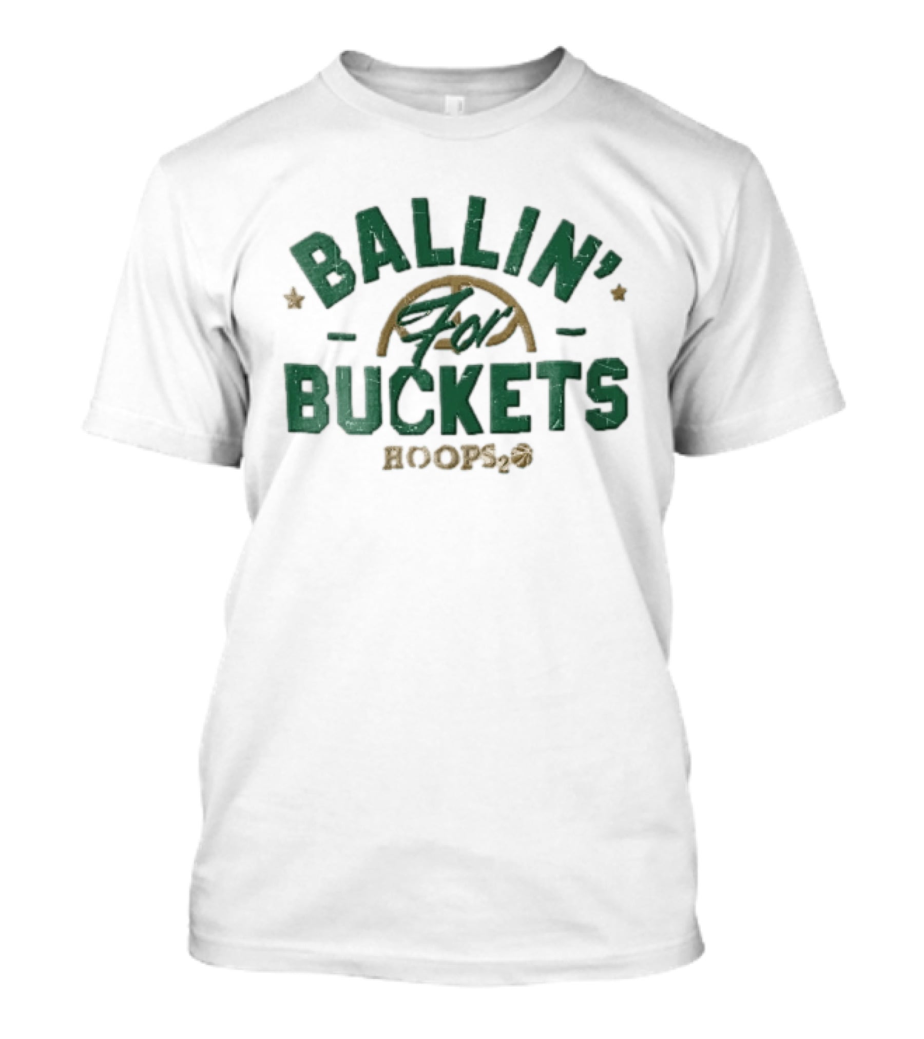 Ballin' For Buckets Hoops2o Distressed Basketball Rim Water Drop Stars T-Shirt