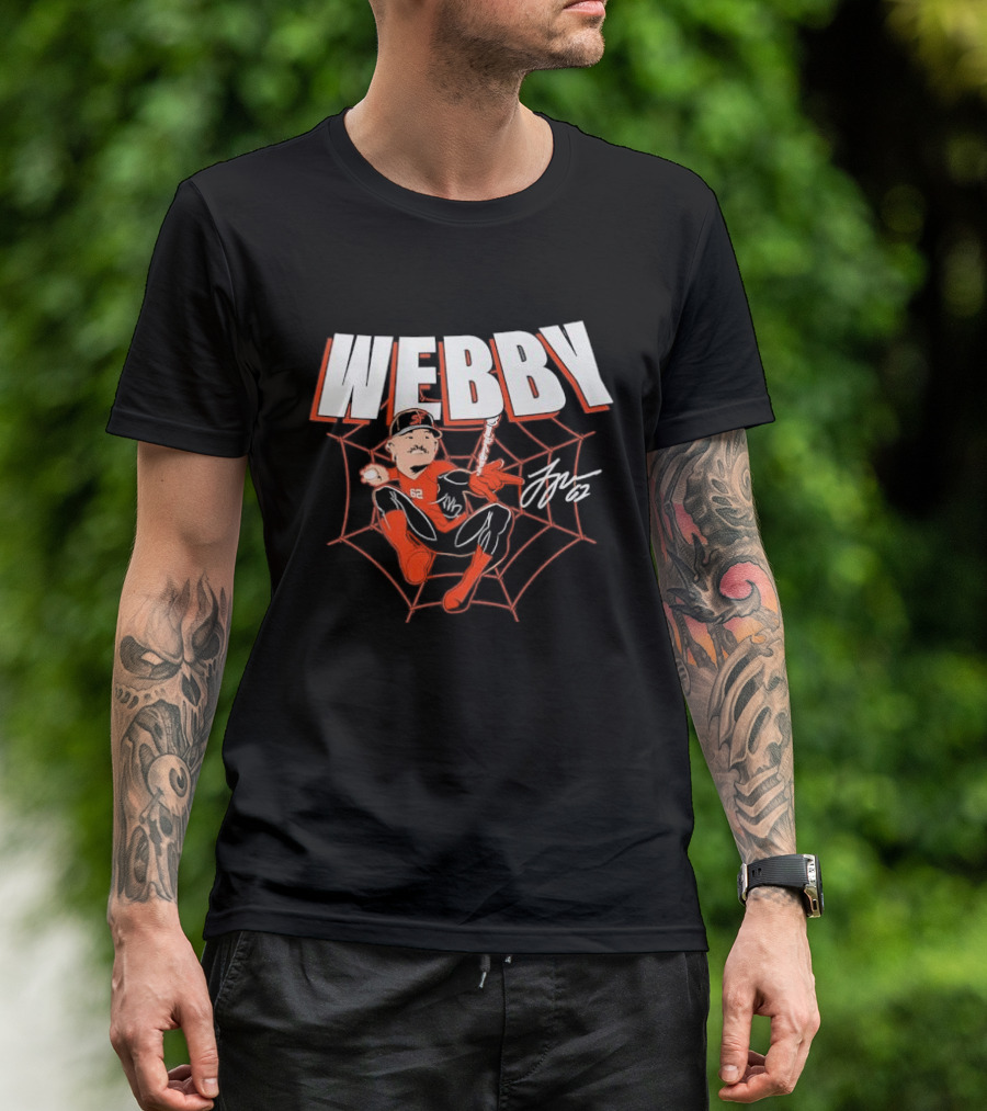 WEBBY Spider Web Baseball Player 62 Red Jersey Signature T-Shirt