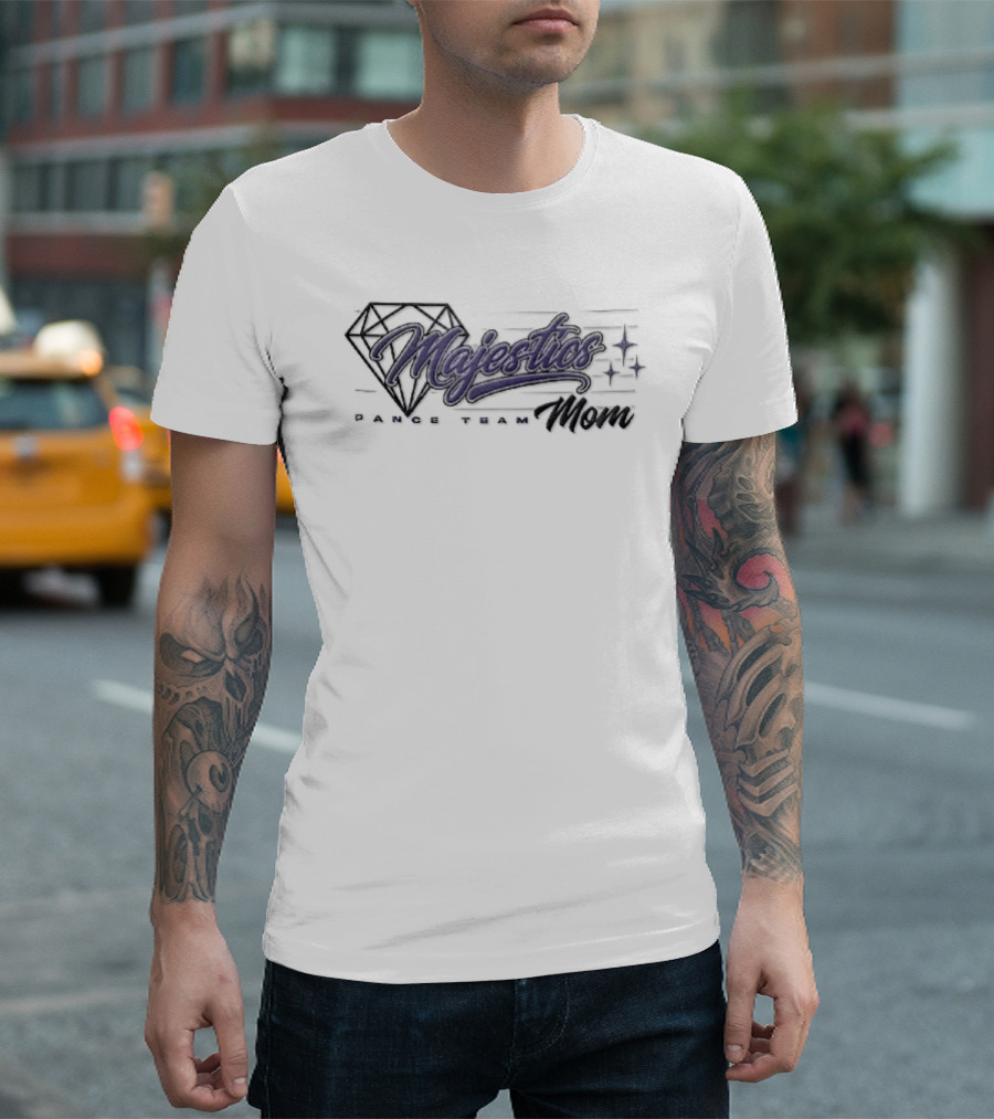 Majestics Dance Team Mom Diamond Line Sparkles Purple Script T-Shirt