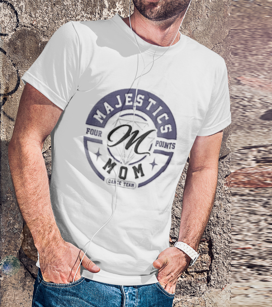 Majestics Mom Dance Team Cursive M Diamond Circle T-Shirt