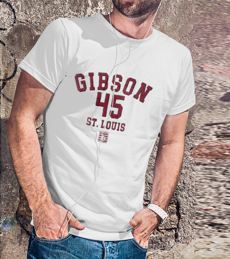Gibson 45 St Louis Baseball Hall Of Fame 50th Anniversary T-Shirt