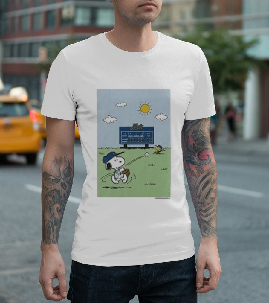 New York Mets Snoopy Peanuts Baseball Collaboration T-Shirt