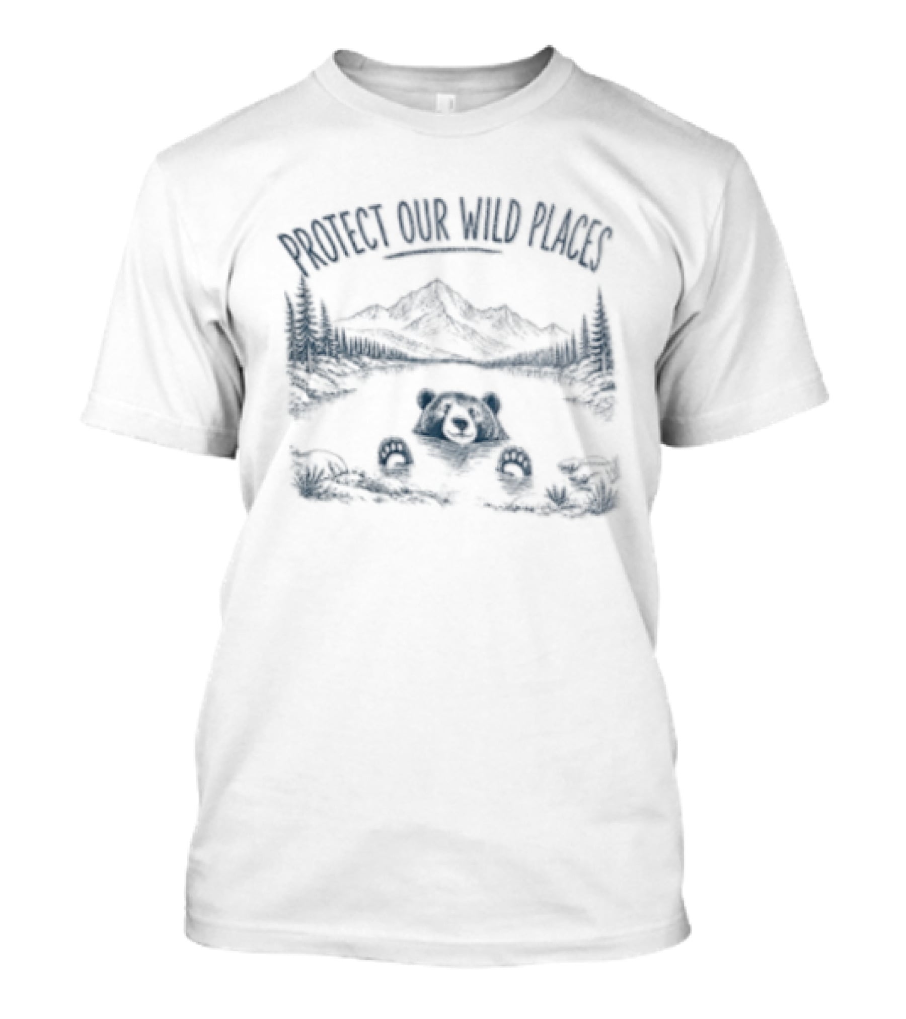 Protect Our Wild Places Bear Mountain Lake Scene T-Shirt