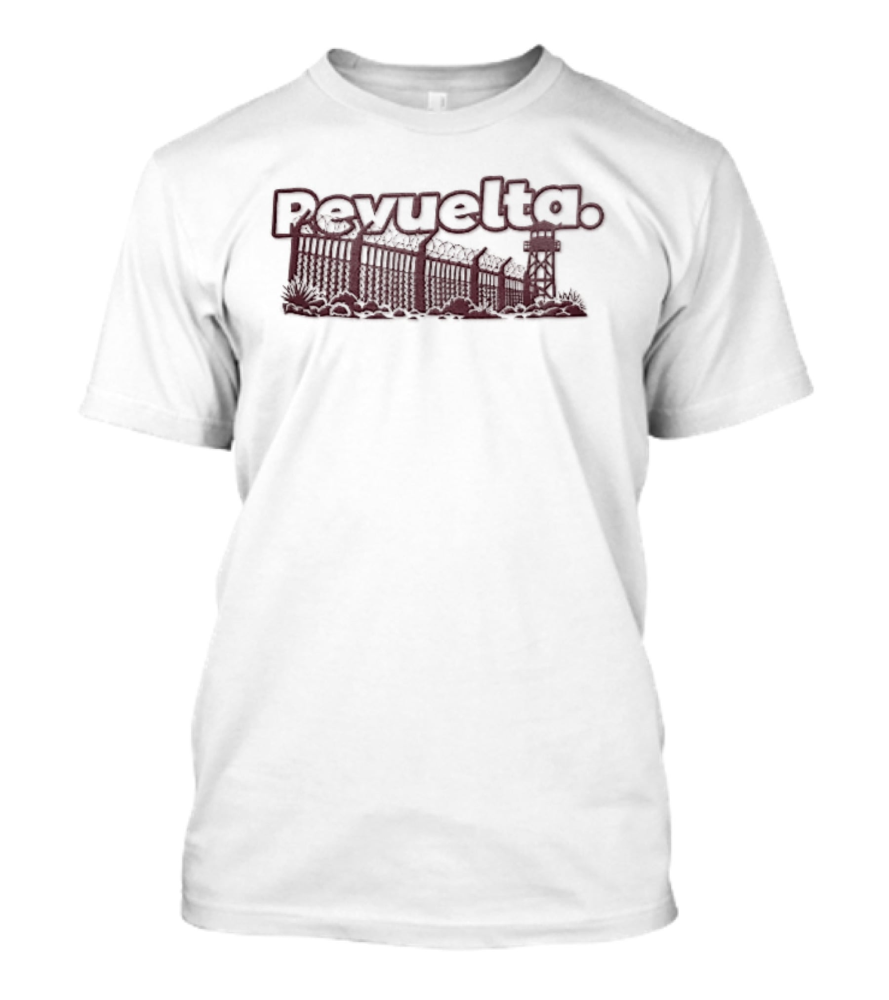 Revuelta Border Wall Barbed Wire Guard Tower Desert Plants T-Shirt