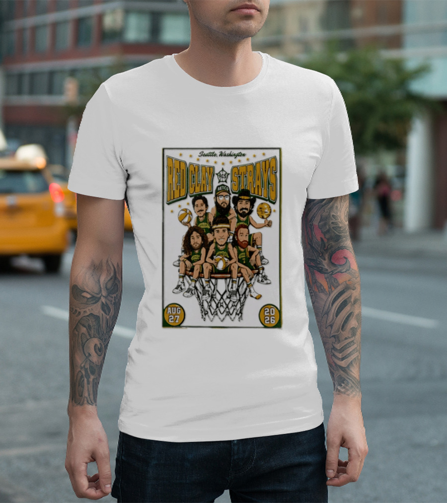 Seattle Washington Aug 27 2026 Red Clay Strays Basketball Tour T-Shirt