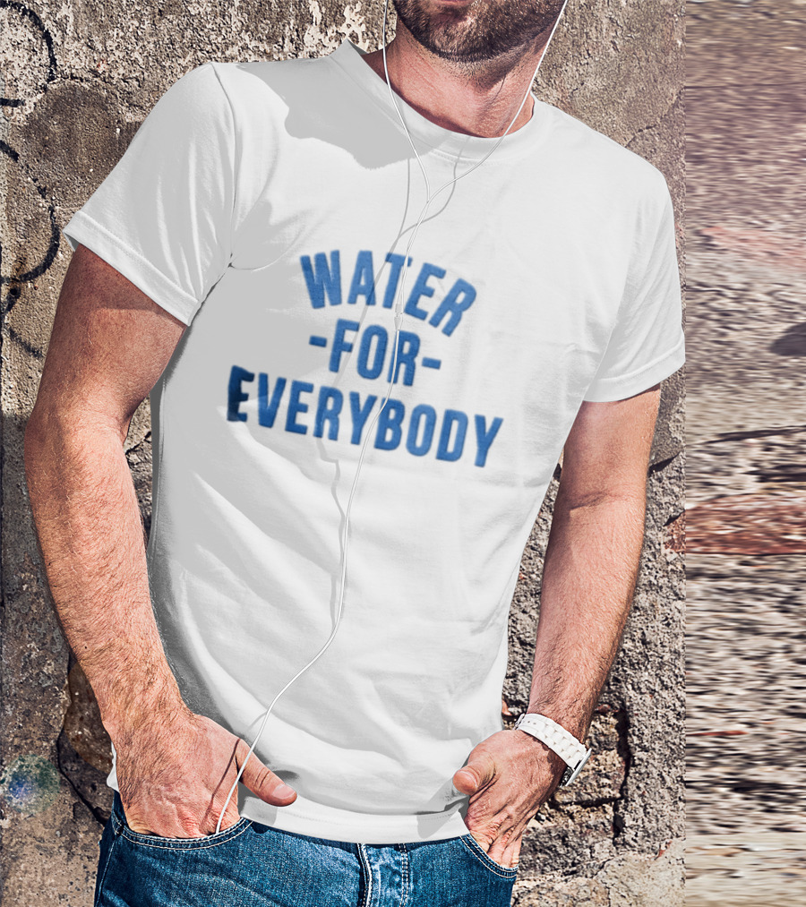 Water For Everybody Blue Arched Stacked Lettering T-Shirt