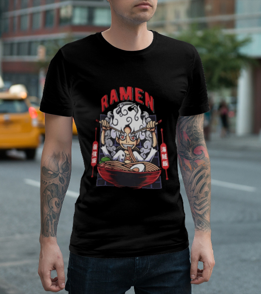 Ramen Pirate With Chopsticks Eating Noodles Anime T-Shirt