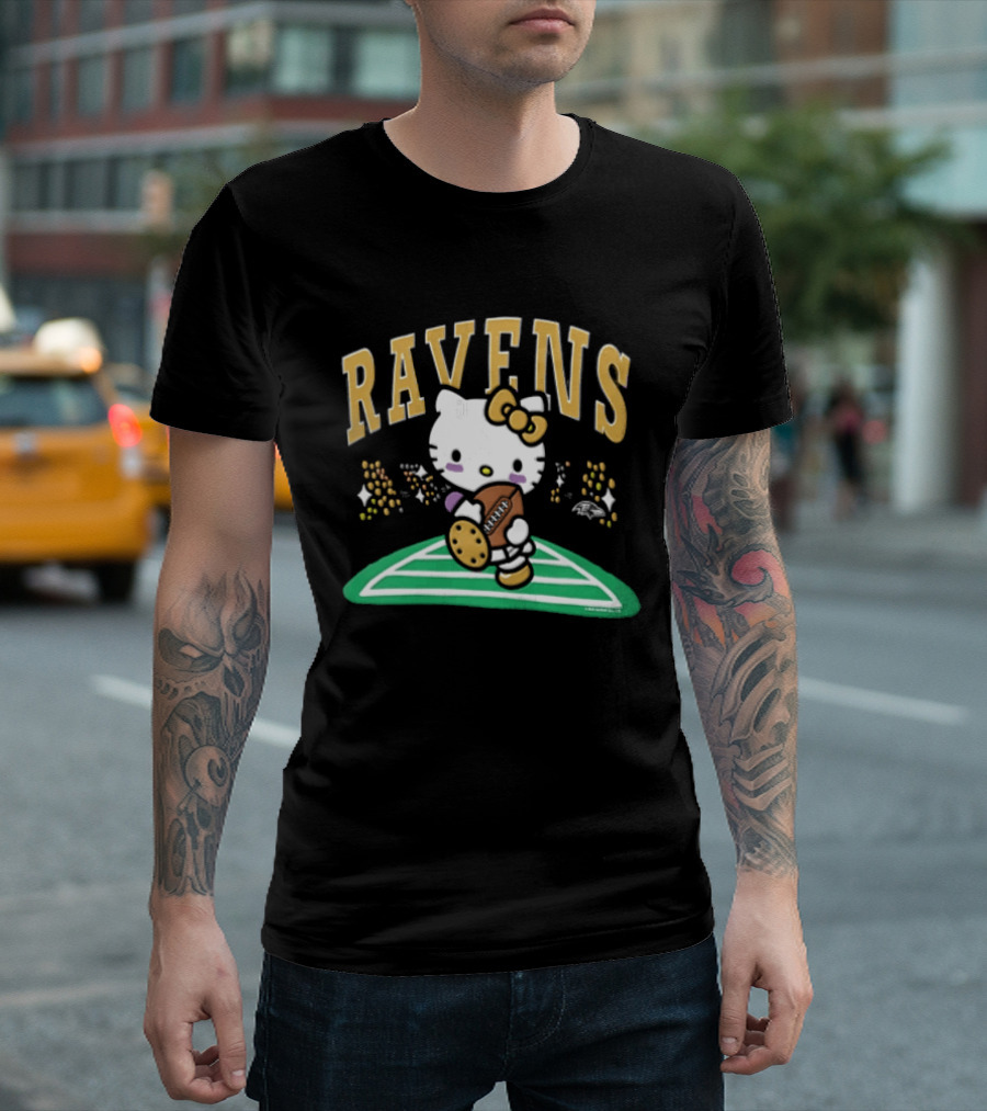 Hello Kitty Baltimore Ravens Football Collaboration T-Shirt