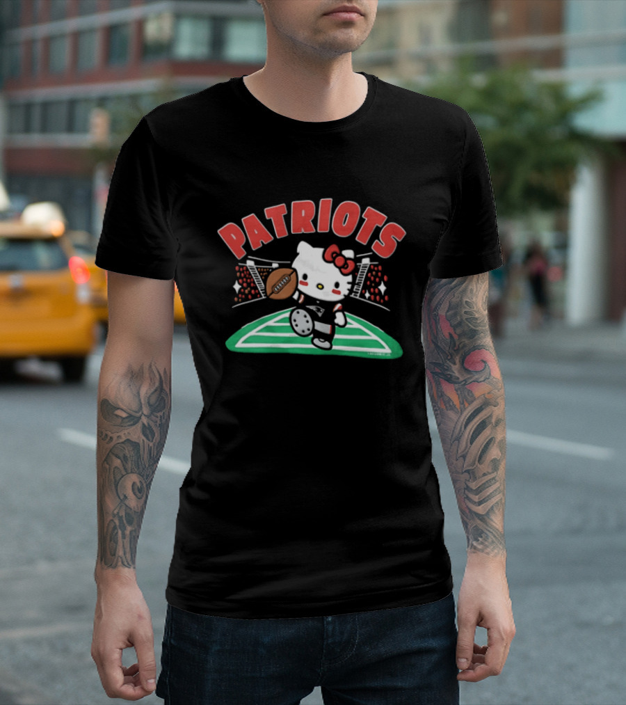 Hello Kitty Patriots Football Touchdown Collaboration T-Shirt