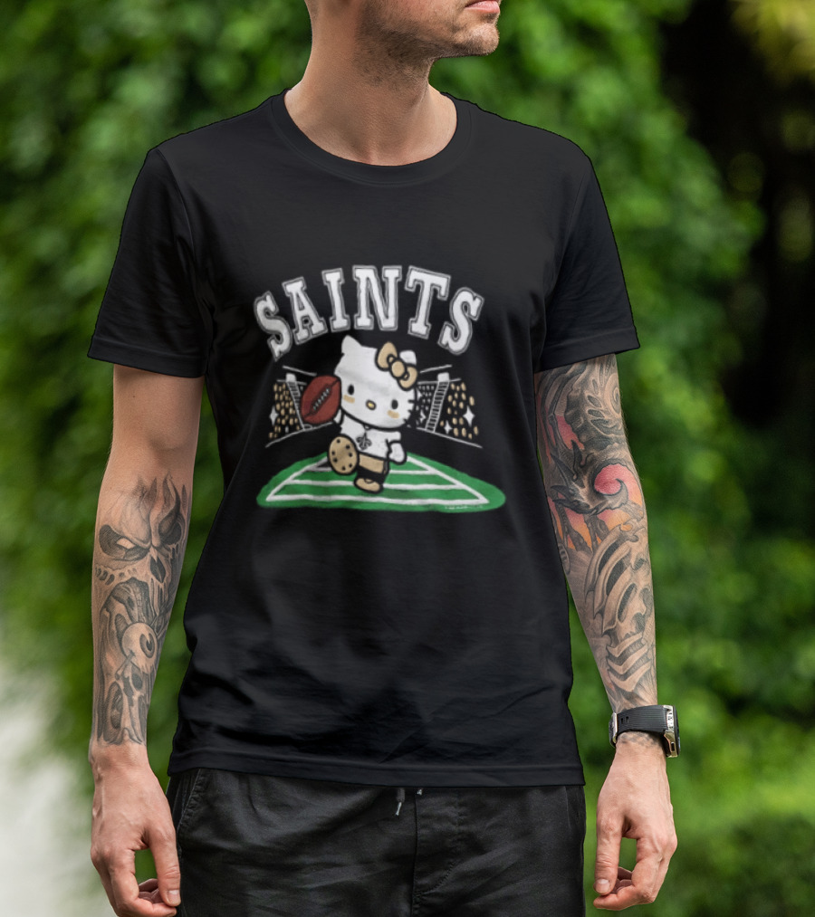 Hello Kitty New Orleans Saints Football Mascot Fan Gear T-Shirt