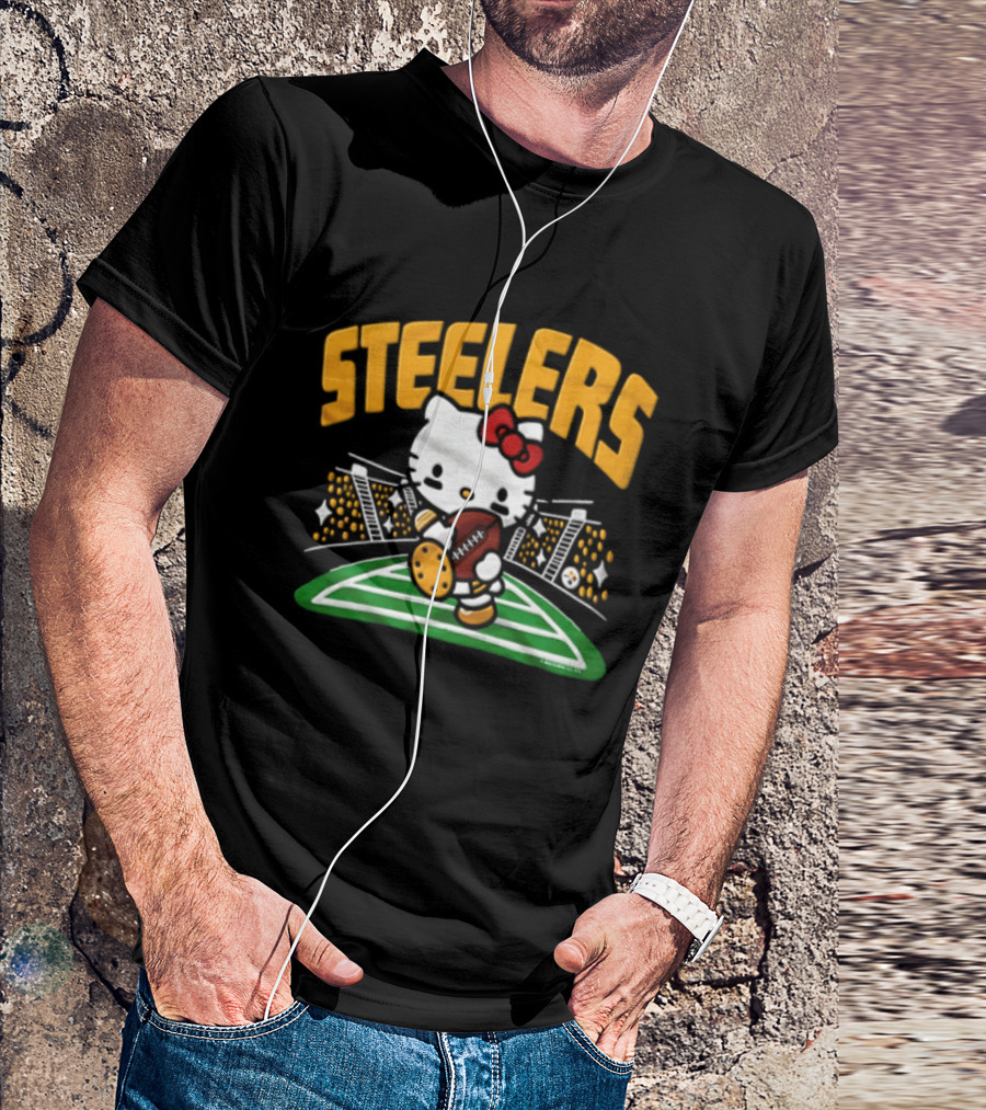 Hello Kitty Pittsburgh Steelers Football Collaboration T-Shirt
