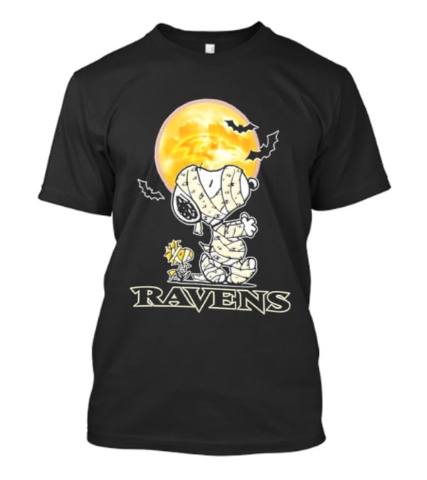 Ravens Halloween Snoopy Woodstock Mummy Festive 2026 T-Shirt