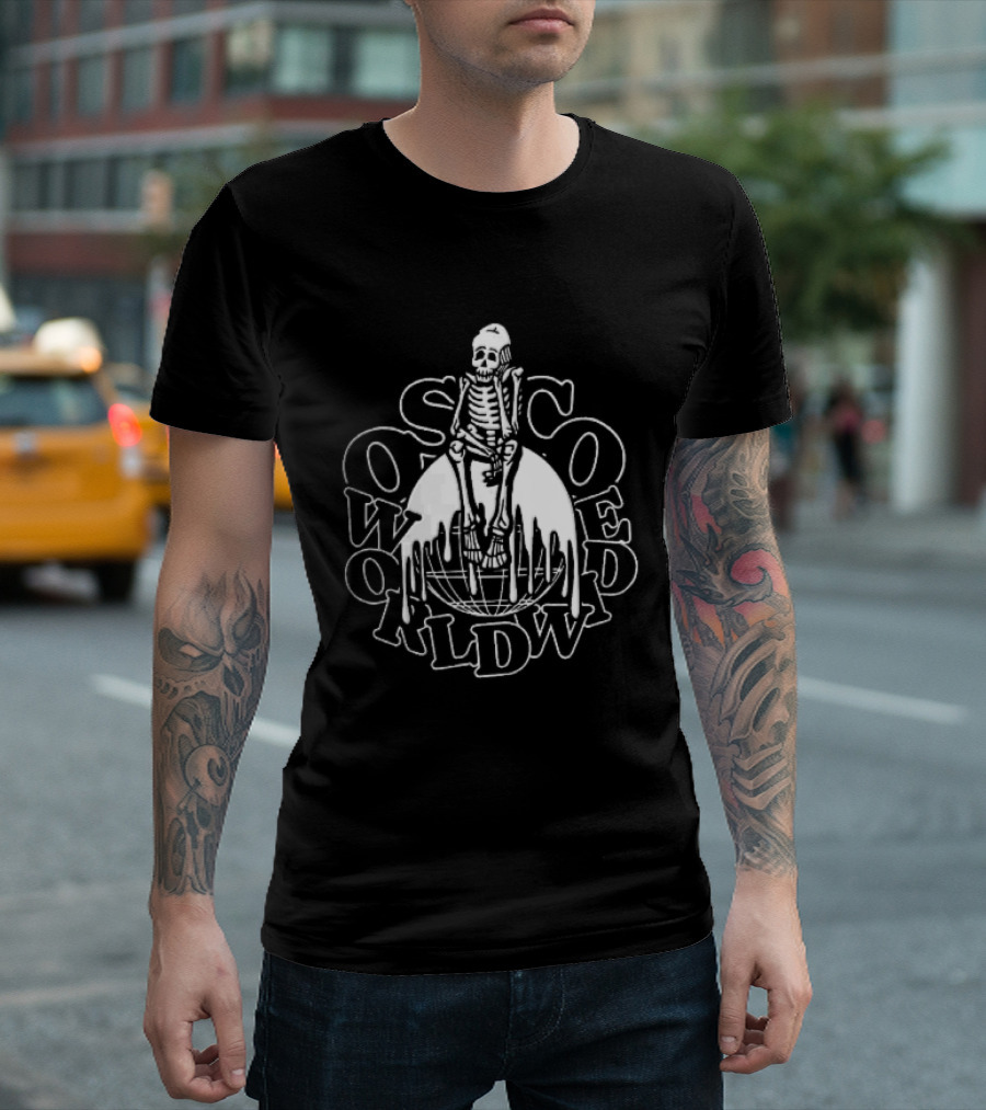 So So Coed Worldwide Skeleton On Dripping Globe KLDW T-Shirt