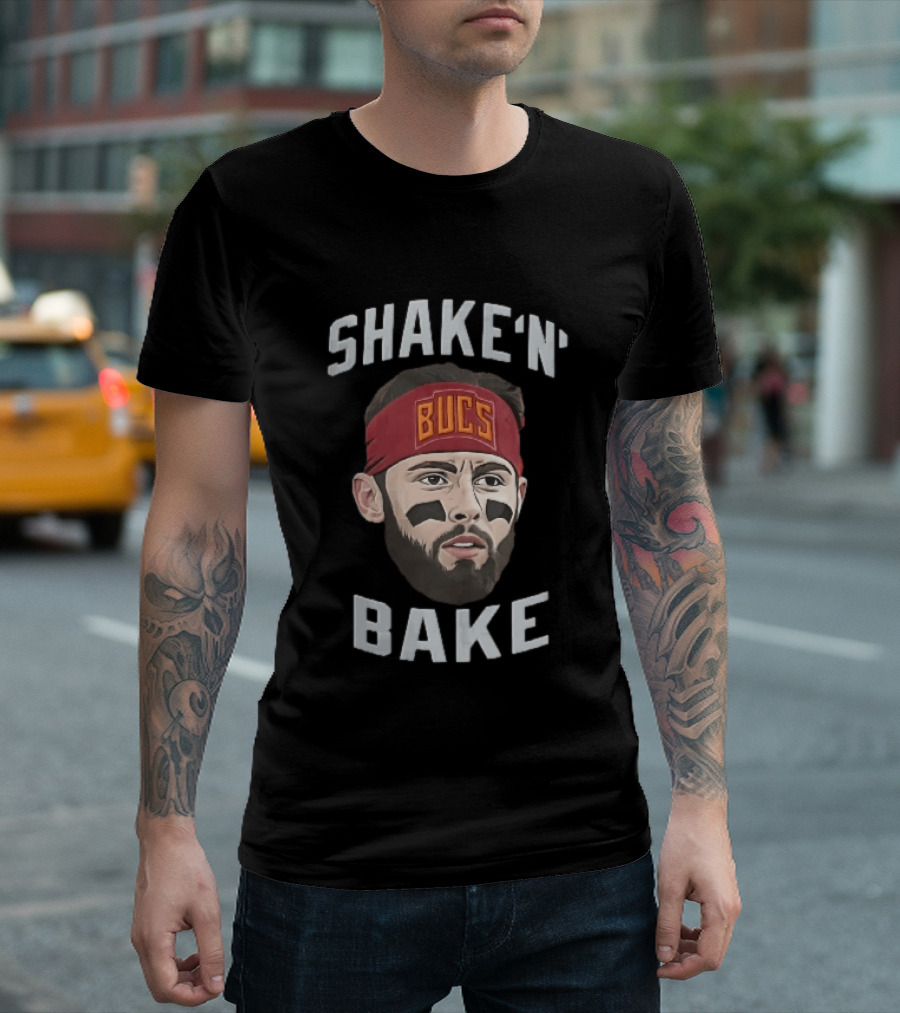Tampa Bay Buccaneers Shake N Bake Bucs Eyeblack Red Headband Caricature T-Shirt