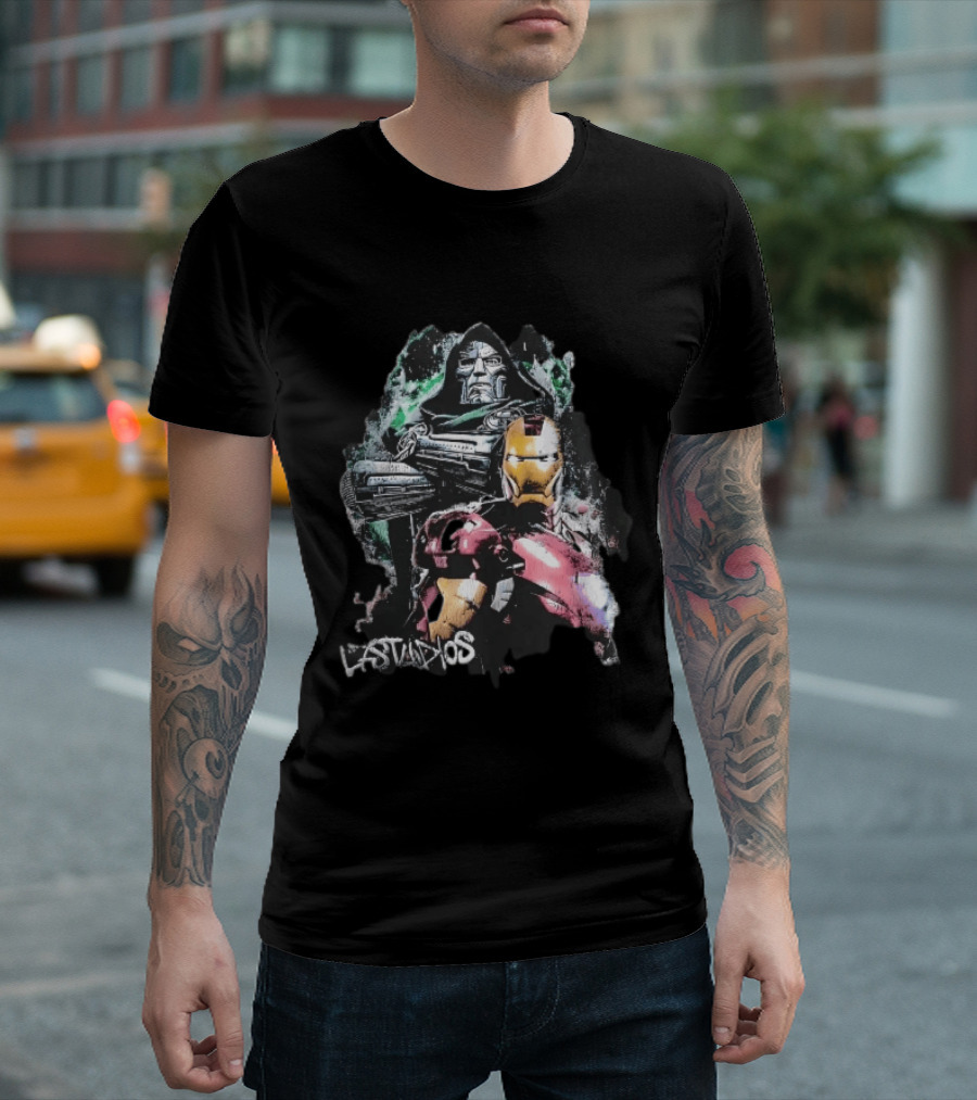 Lastudios Doctor Doom Iron Man Comic Book Dark Green Grunge T-Shirt