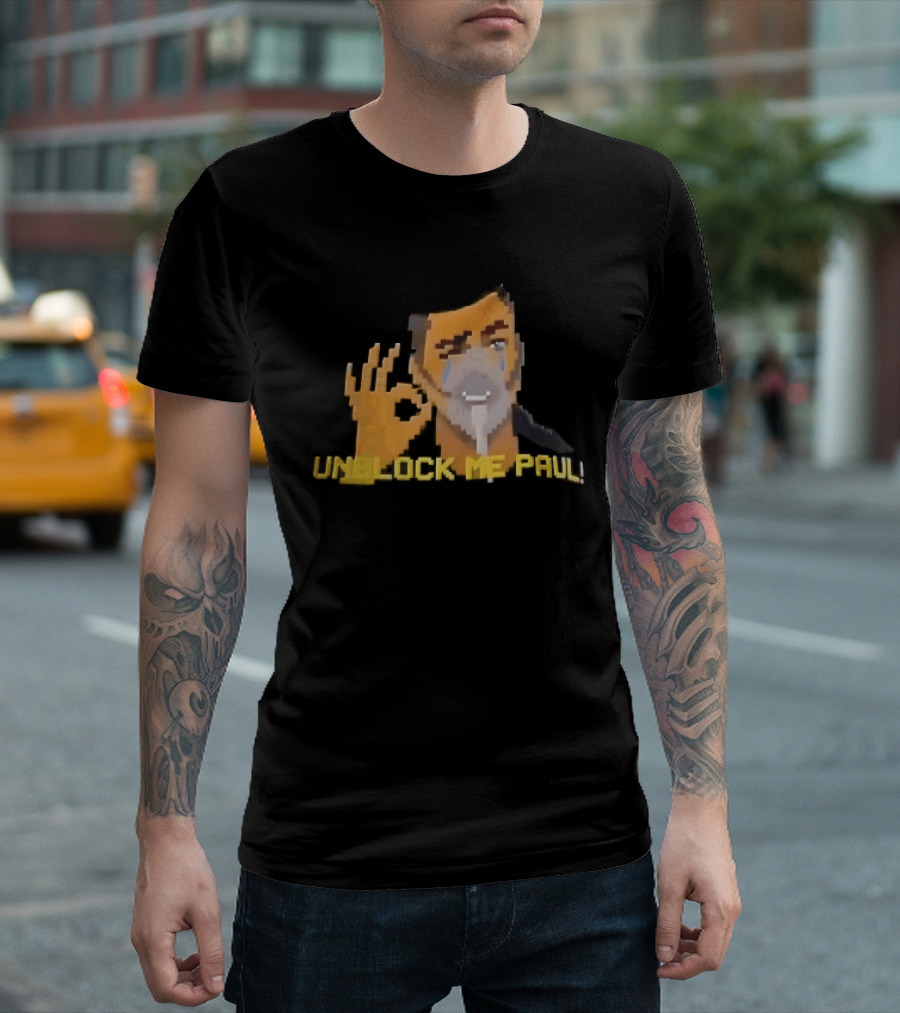 Unblock Me Paul Pixel Art Crying Man OK Hand Gesture T-Shirt