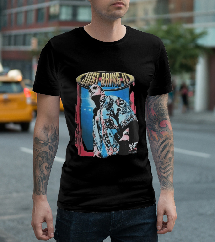 World Wrestling Federation Just Bring It Dwayne The Rock Johnson Sunglasses T-Shirt