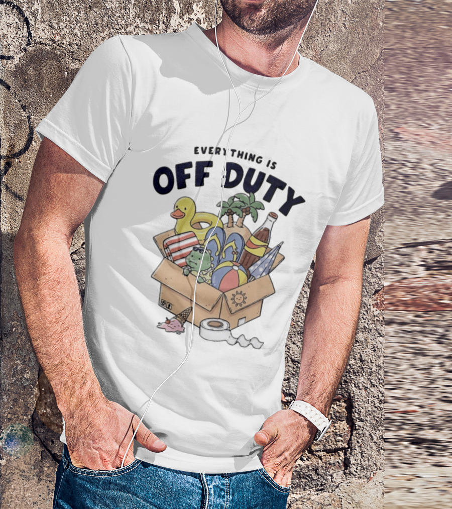 Everything Is Off Duty Cartoon Turtle And Beach Box T-Shirt