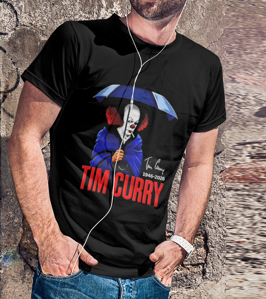 Tim Curry Pennywise 1946 2026 Memorial With Umbrella T-Shirt