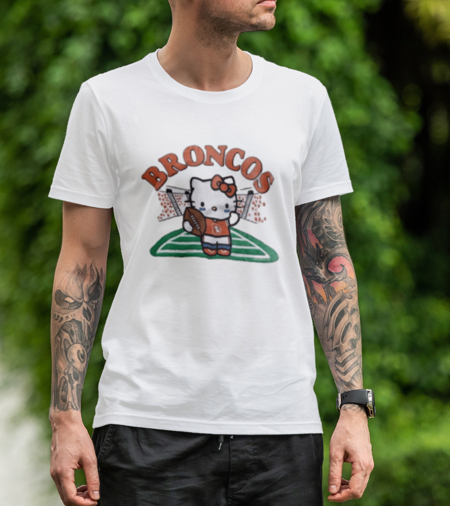 Hello Kitty Broncos Football Collaboration With Denver Team Spirit T-Shirt