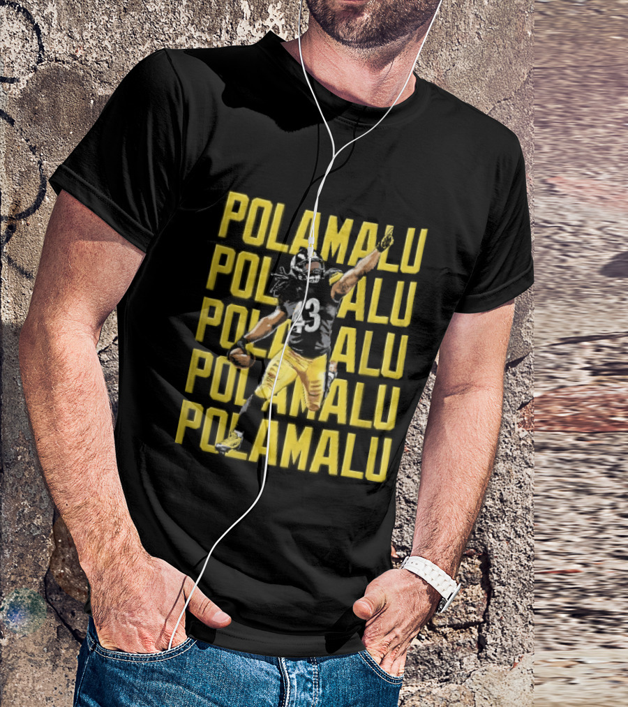 Pittsburgh Steelers Troy Polamalu Football Action Yellow Polamalu T-Shirt
