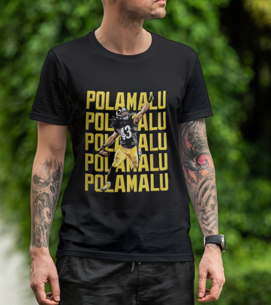 Pittsburgh Steelers Troy Polamalu Football Action Yellow Polamalu T-Shirt