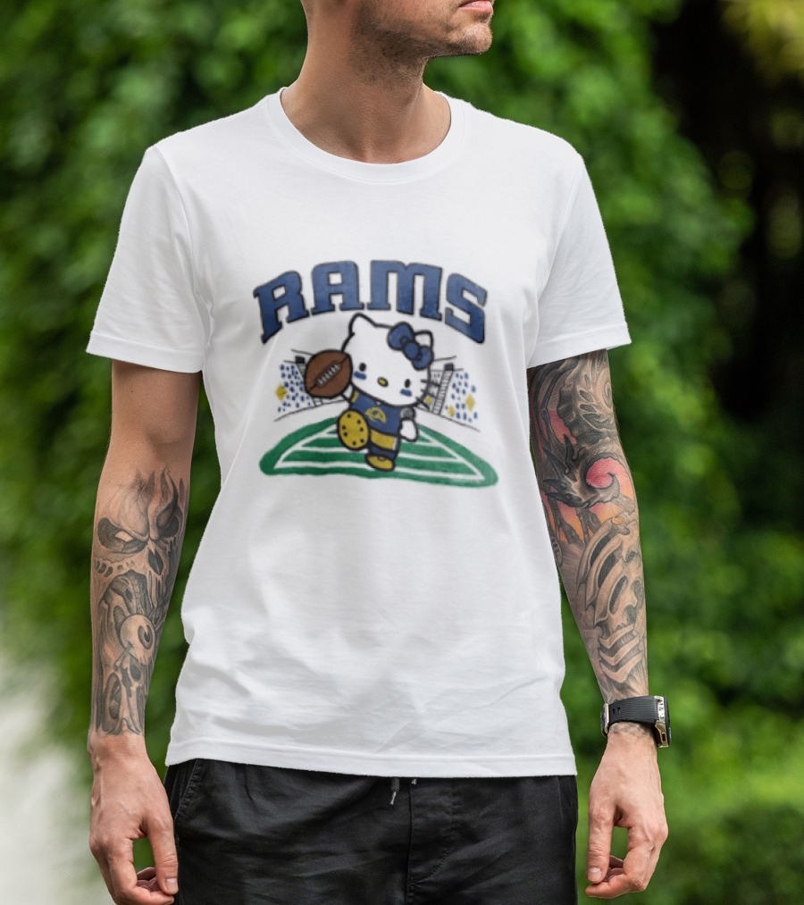 Hello Kitty Los Angeles Rams Football Collaboration Touchdown T-Shirt