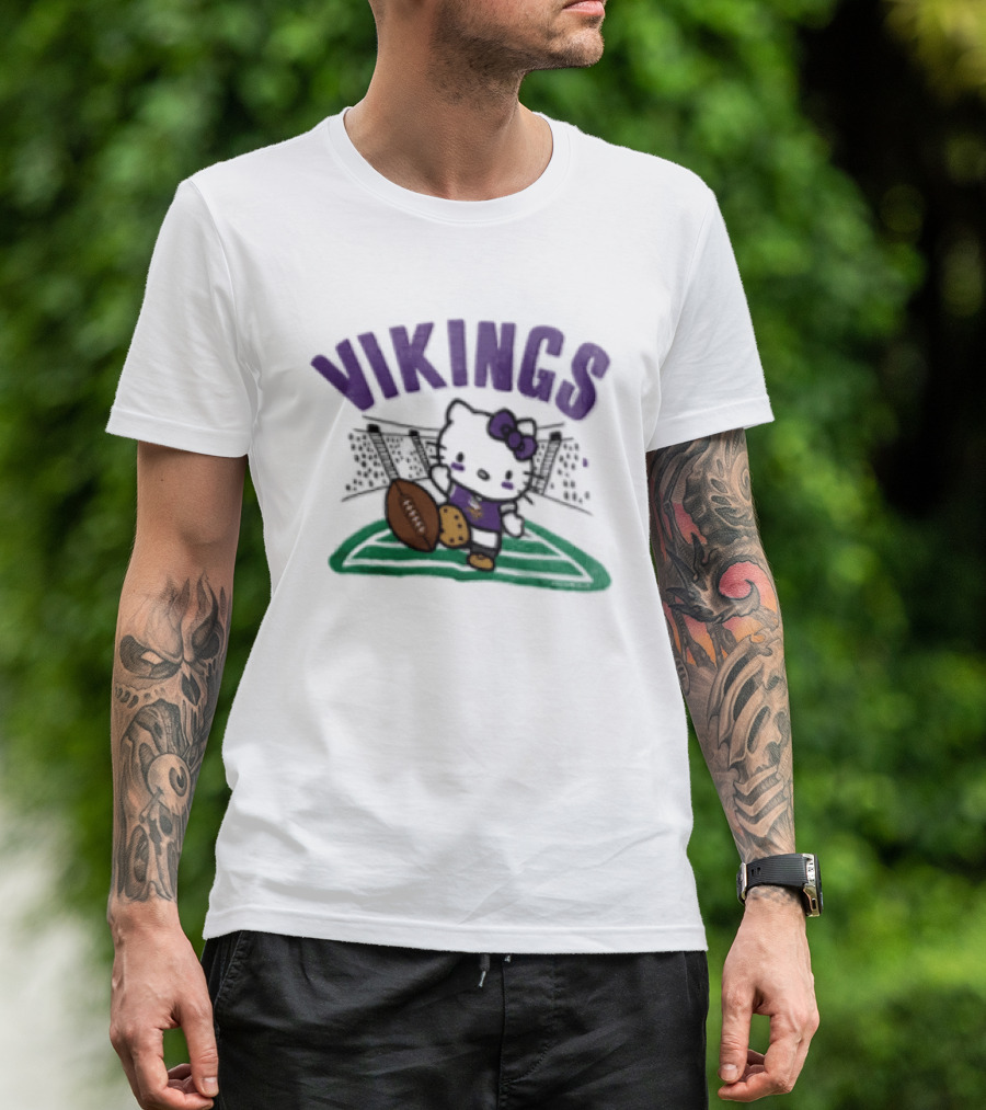 Hello Kitty Vikings Football Collaboration Kickoff T-Shirt