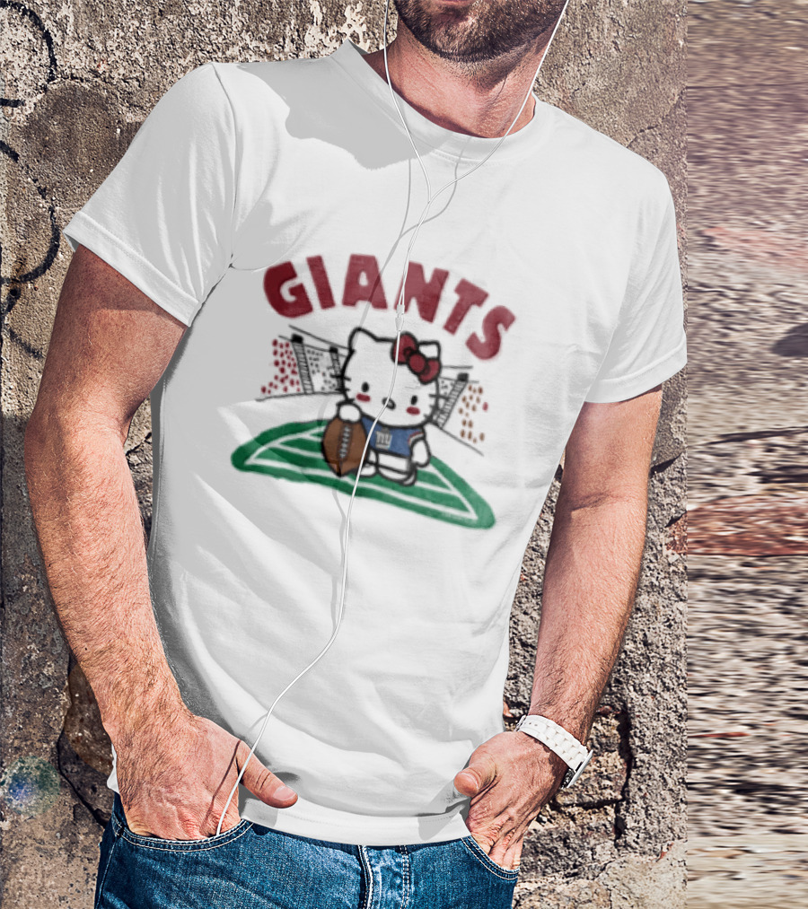Hello Kitty New York Giants Collaboration Football Themed Holder T-Shirt