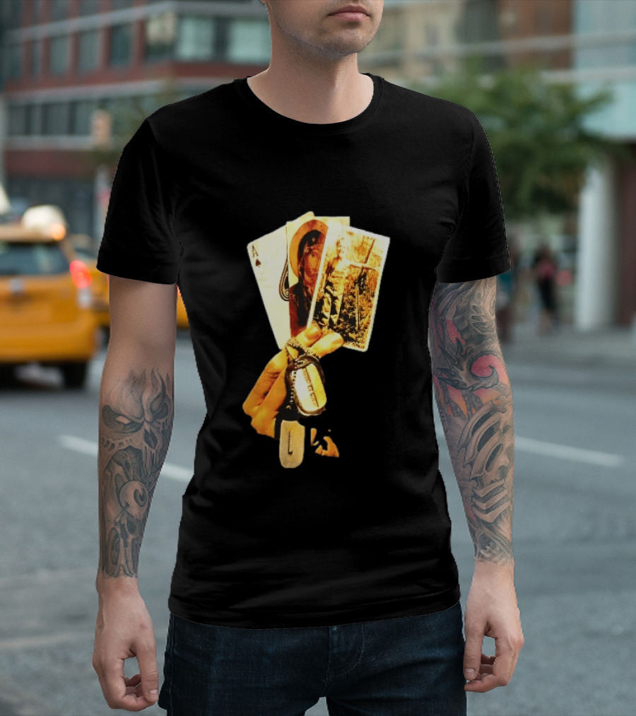 Ace Of Spades Virgin Mary Soldier Photograph Dog Tags T-Shirt