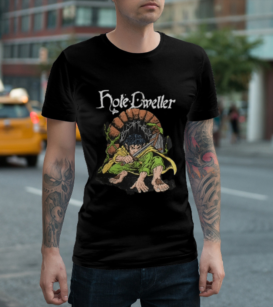 Hole Dweller Fantasy Creature Crouching With Sword T-Shirt