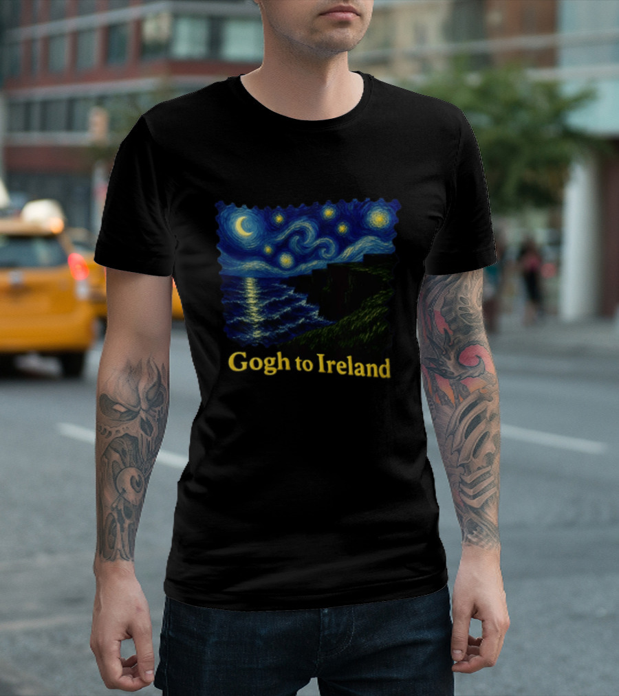 Van Gogh Starry Night Cliffs Overlook Gogh To Ireland T-Shirt