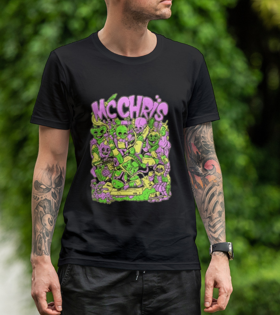 MC Chris Cartoon Characters Party Alien Boombox Fun T-Shirt