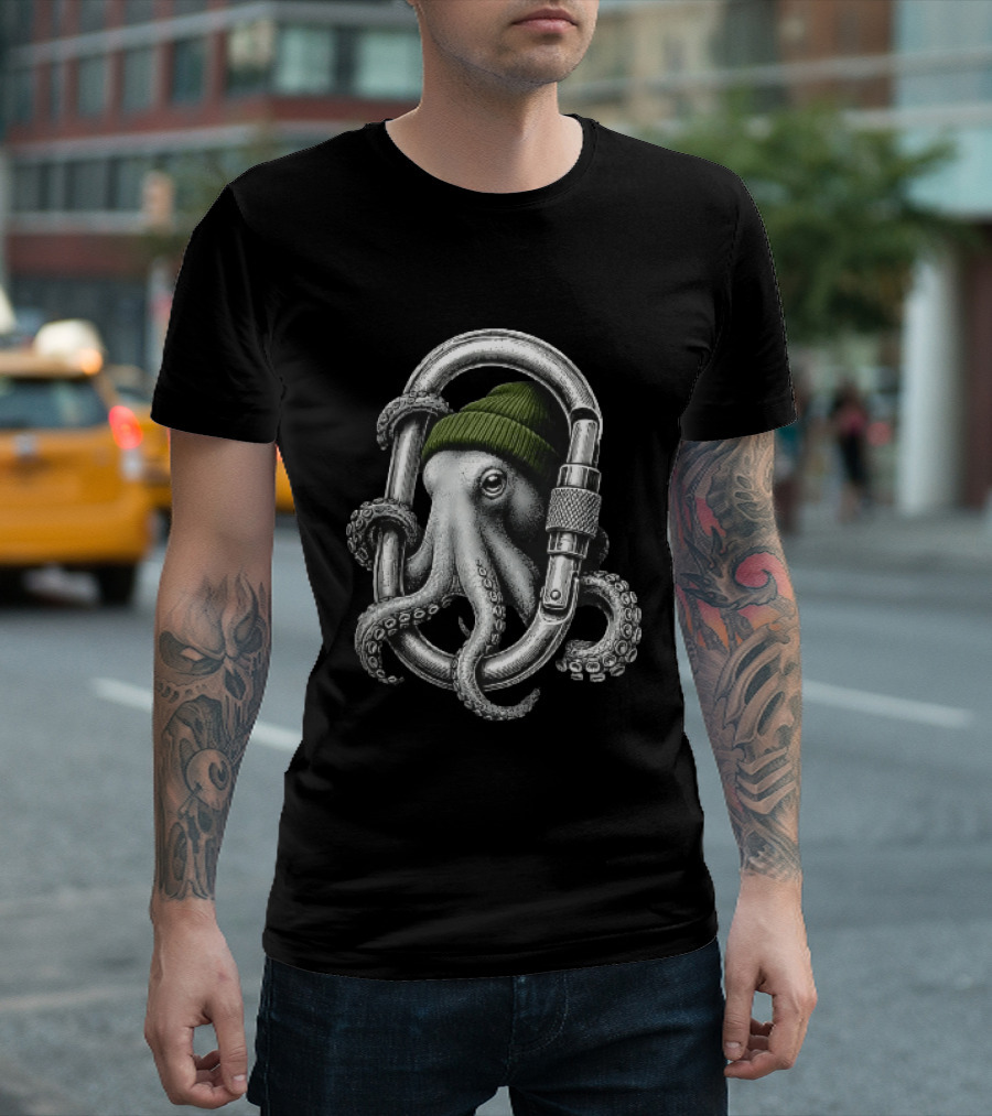 Octopus With Beanie Inside Carabiner T-Shirt