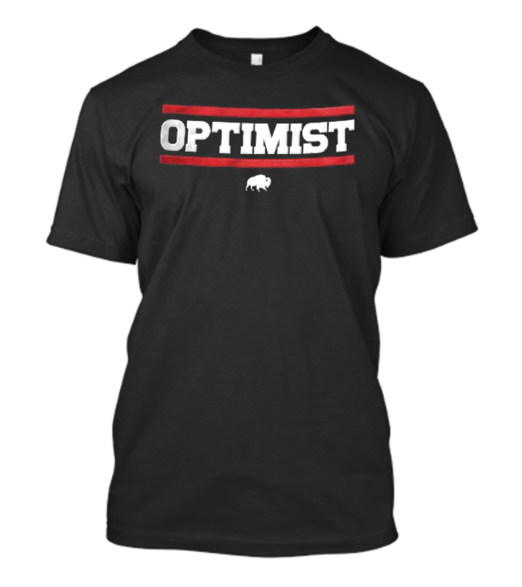 Optimist Bison Bold Red Lines White T-Shirt