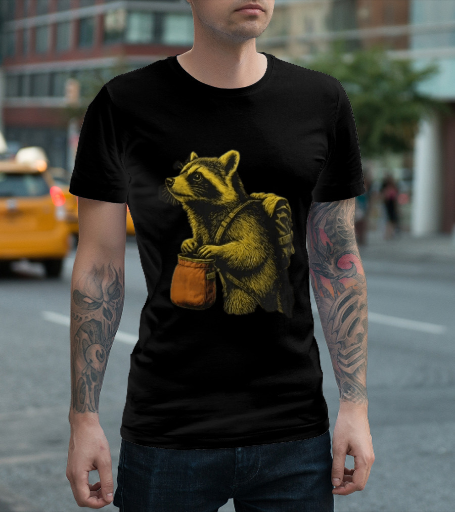 Raccoon Adventure Backpacking Chalk Bag Wildlife T-Shirt