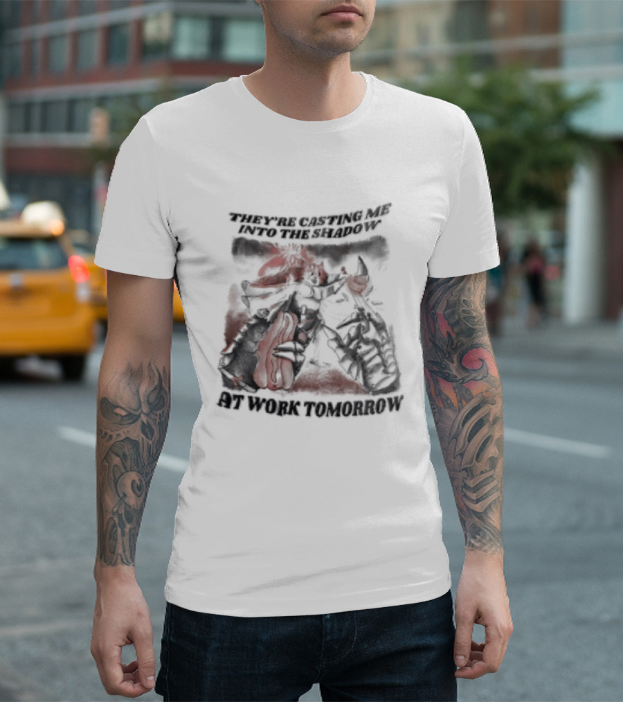 Cat They're Casting Me Into The Shadow At Work Tomorrow Cute Whimsical Feline T-Shirt