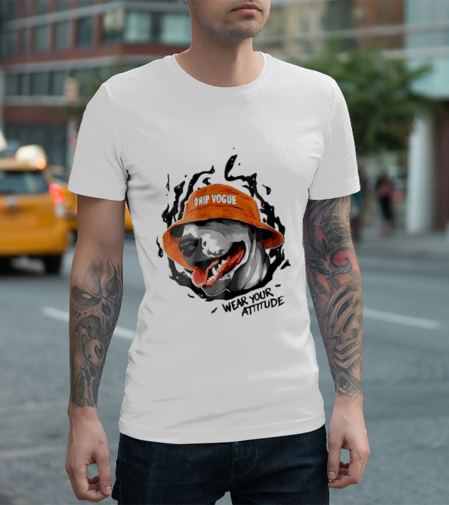 Drip Vogue Wear Your Attitude Dog Bucket Hat Trendy T-Shirt