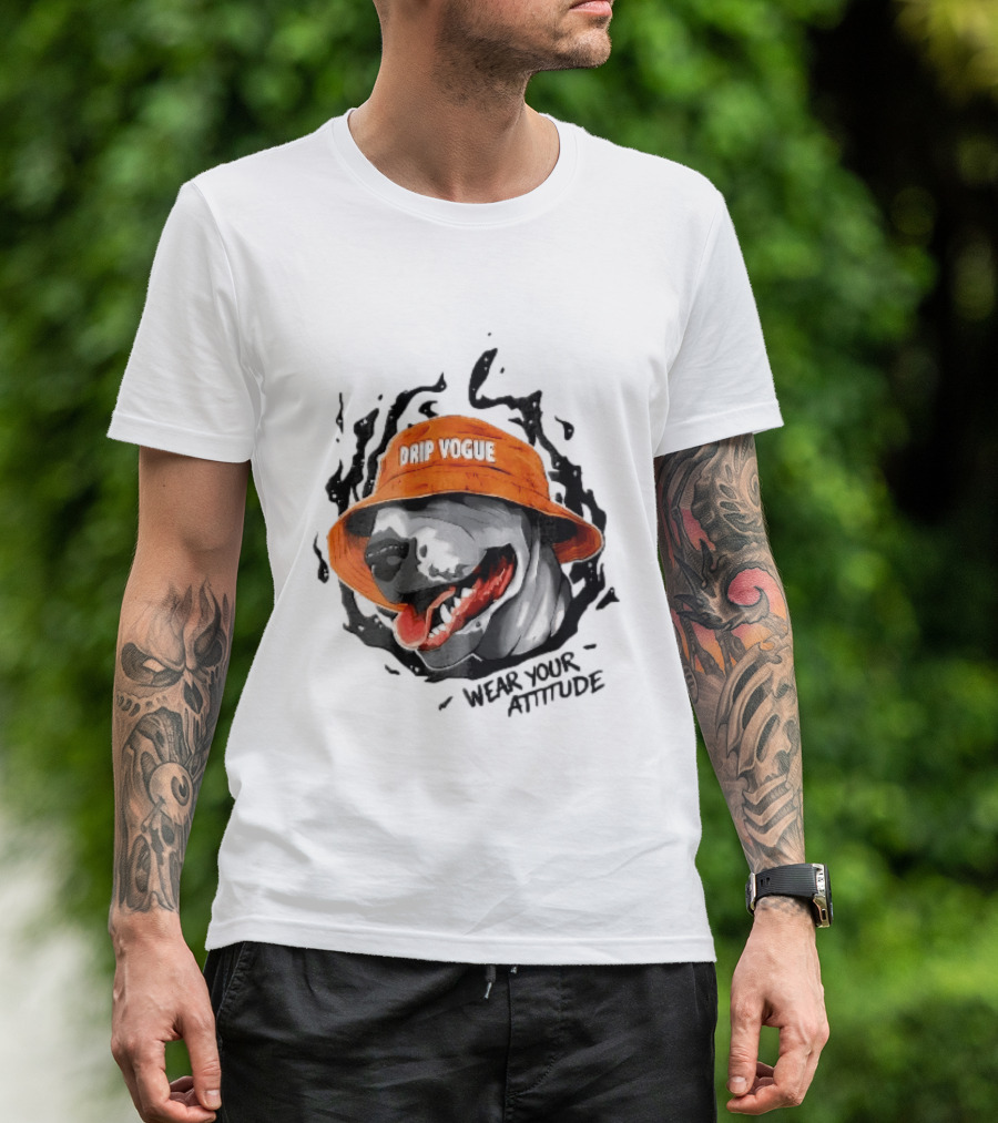 Drip Vogue Wear Your Attitude Dog Bucket Hat Trendy T-Shirt
