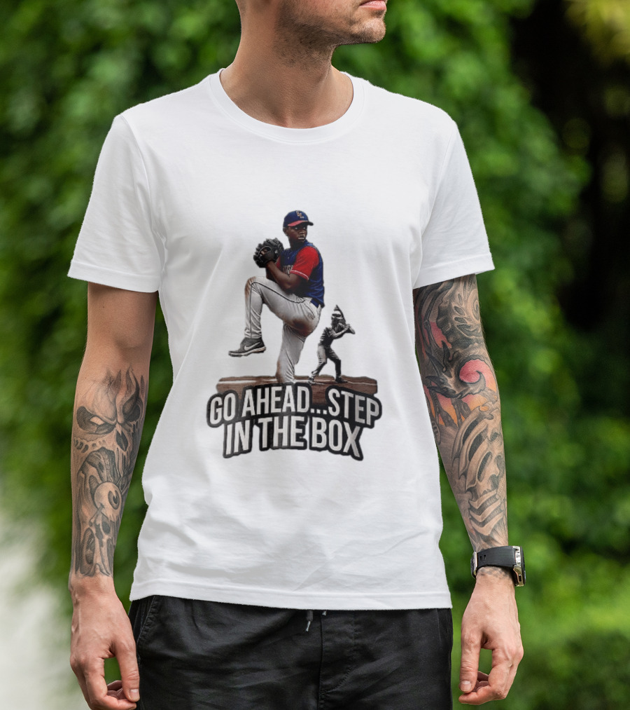 Go Ahead Step In The Box Baseball Pitcher And Batter Challenge T-Shirt