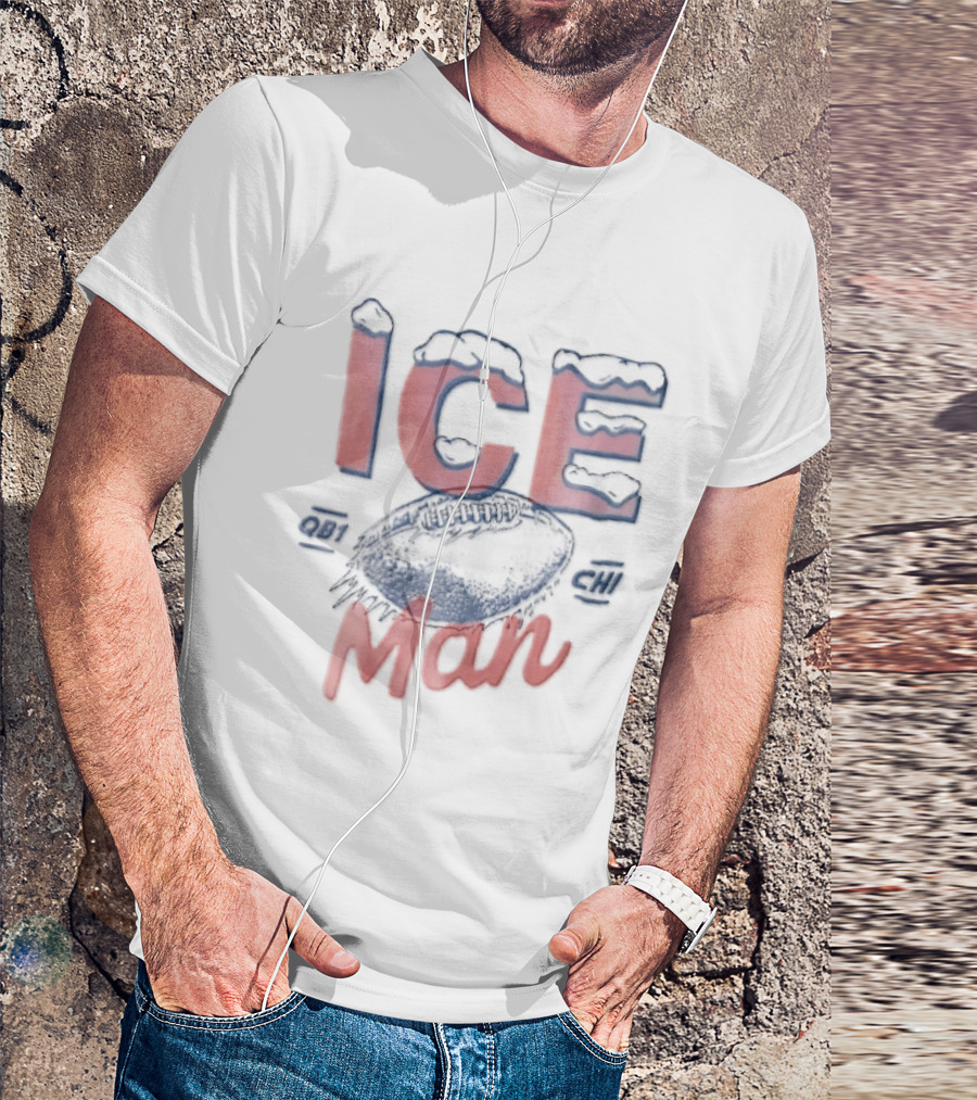 Ice Man QB1 CHI Football Sports Bold Red And Blue T-Shirt