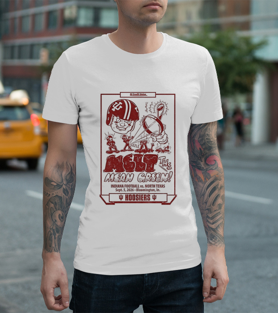 Indiana Hoosiers Melt The Mean Green Football Team Matchup Victory Scoreboard 1985 Season T-Shirt