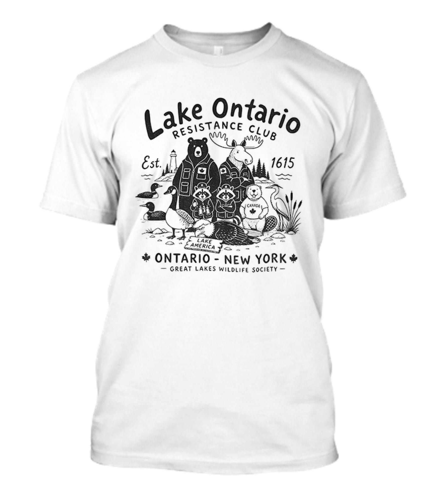 Lake Ontario Resistance Club Ontario New York Great Lakes Wildlife Society Est 1625 T-Shirt