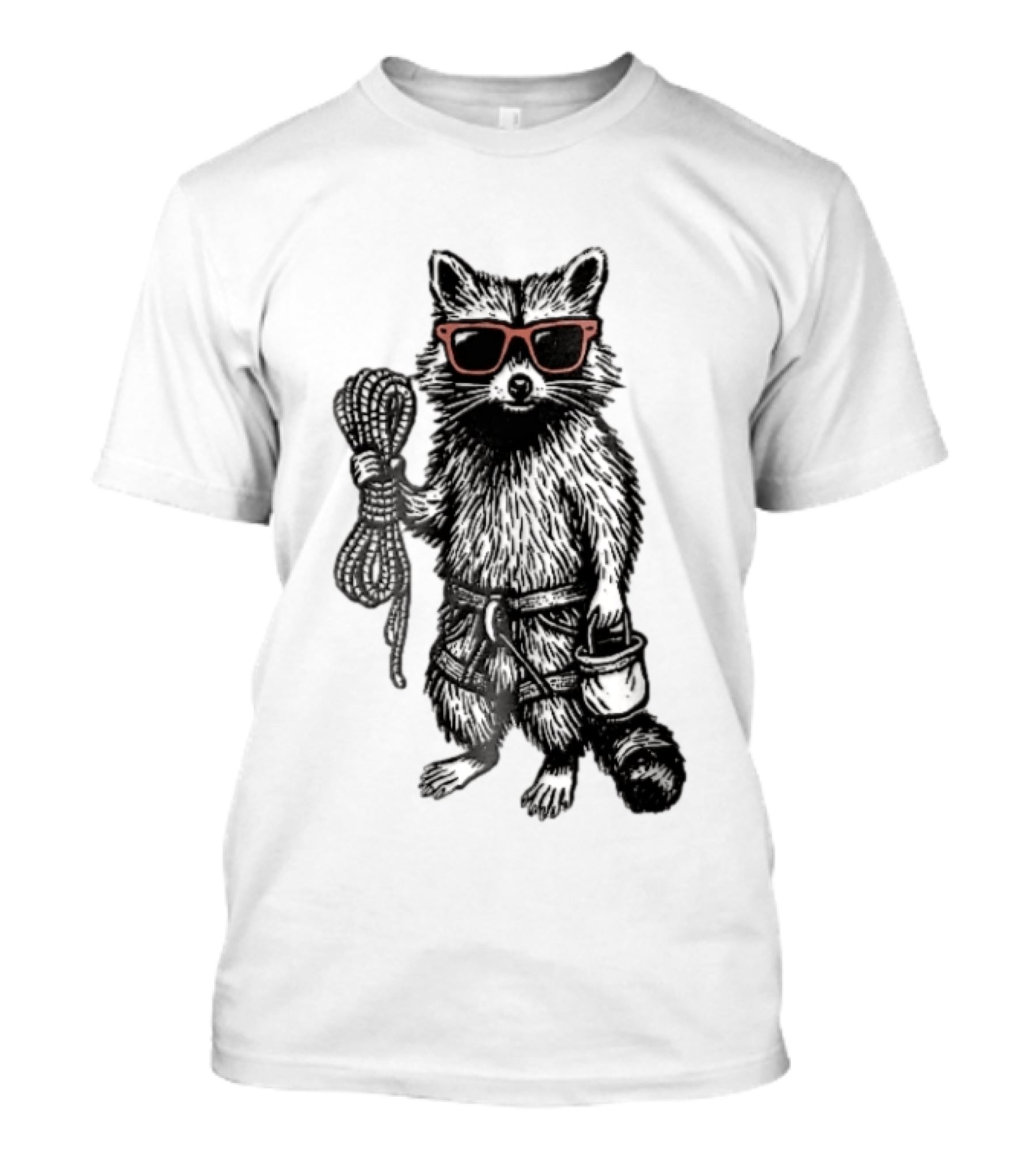 Raccoon Climber Rope Chalk Bag Sunglasses T-Shirt